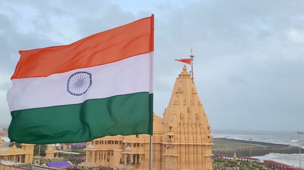 The first Jyotirlinga Somnath painted the color of patriotism