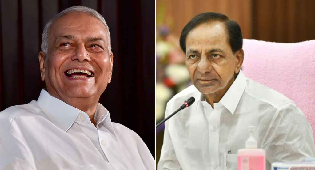 For Yashwant Sinha, KCR arrived with an army of ministers and only one minister to welcome Modi!