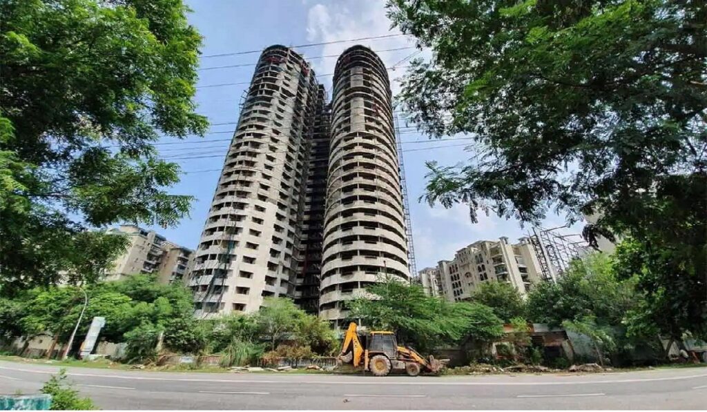Just push a button and Noida Supertech Twin Towers will collapse! This will be the first such event in India