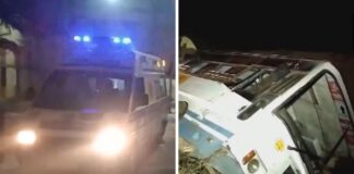 પોલીસમાં પસંદગી પામેલા ઉમેદવારોને લઈ જતી બસ પલટી, સુરેન્દ્ર નગર પાસે અકસ્માતમાં 40થી વધુ ઘાયલ Over 40 injured in accident near Surendra Nagar as bus carrying selected candidates overturned