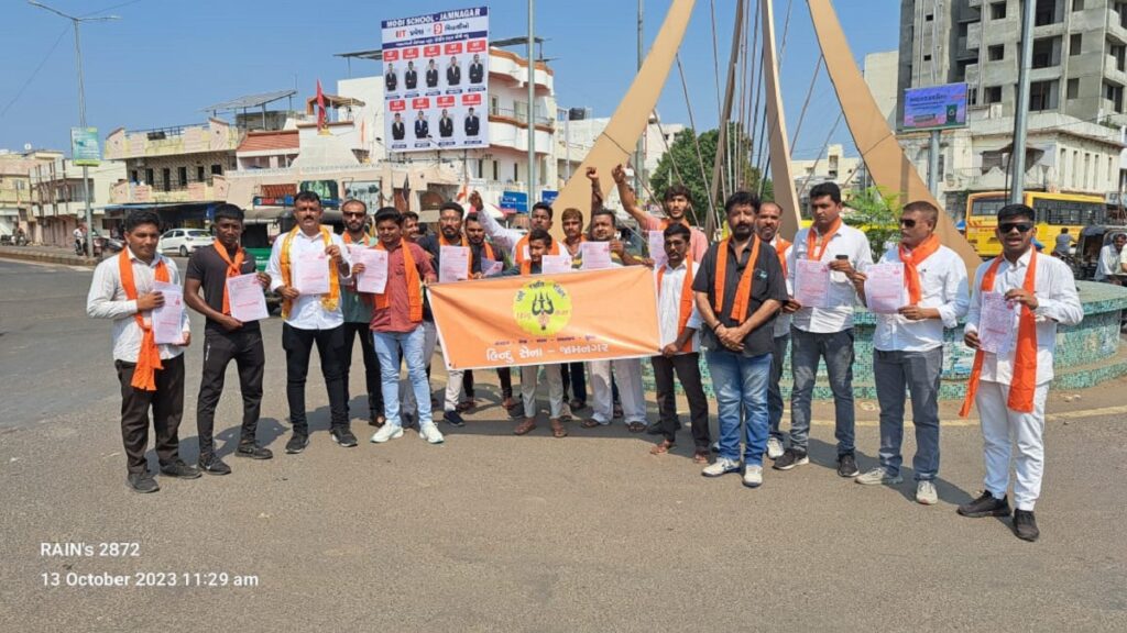 Open warning of Hindu Sena Gujarat President Prateek Bhatt that garba organizer sound system, lighting or singers should be given only to Hindus during Navratri.
