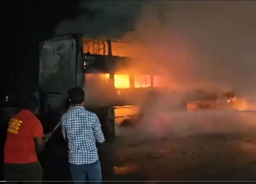 Bus engulfed in fire in Gujarat's Valsad, 16 passengers rescued, Mumbai-Ahmedabad highway closed for 2 hours